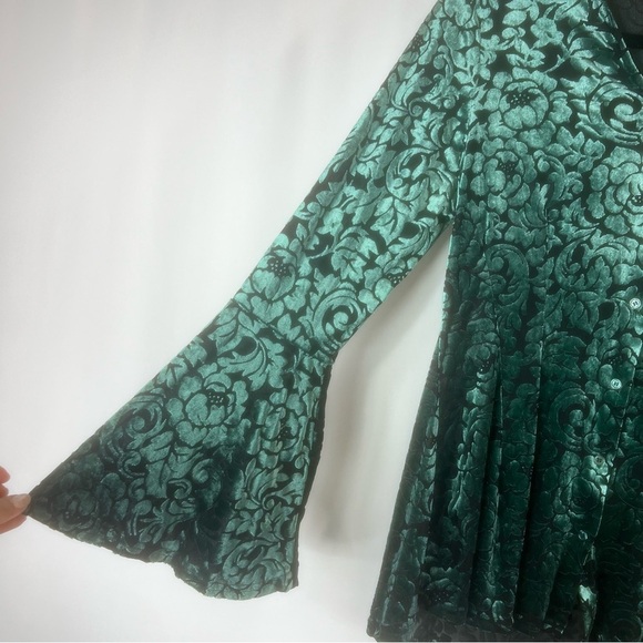 Ultra Pink Womens Whimsigoth Velvet Burnout Top Size S Bell Sleeve Fairy Grunge - Picture 6 of 14